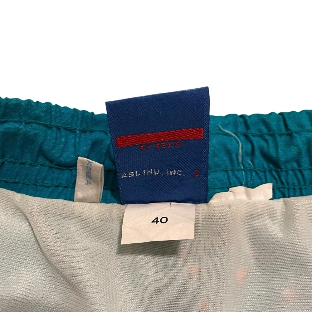 OP Blue Swim Trunks with Elastic Waistband and Aquatic Design